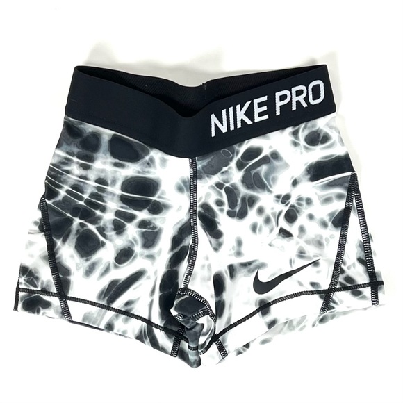 Nike Other - Nike Pro Girl's Black White Dri-Fit Spandex Compression Shorts 3” Inseam XS 1152